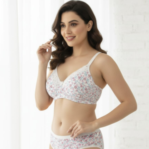 Floral Cotton Spandex Lingerie Set